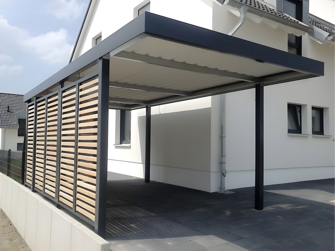Хай-тек автонавес из поликарбоната для машин Односкатный навес из сотового поликарбоната
