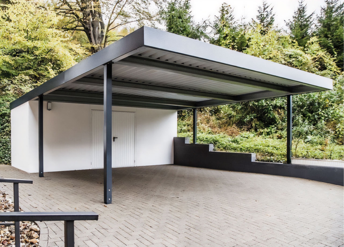 Хай-тек автонавес из поликарбоната для машин Двускатный навес с поликарбонатом для автомобиля